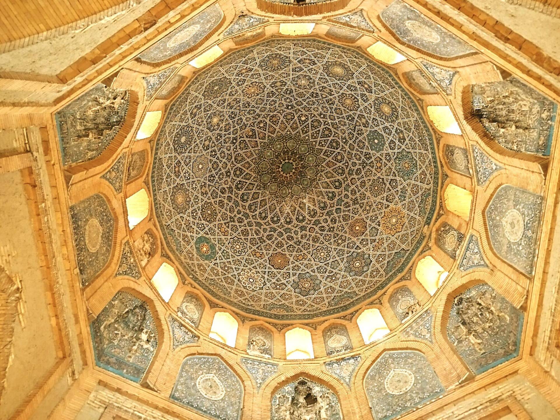 1 Day Turkmenistan Tour from Khiva: Dashoguz & Kunya-Urgench Intricate interior dome patterns of the Turabek Khanym Mausoleum in Kunya-Urgench, Turkmenistan