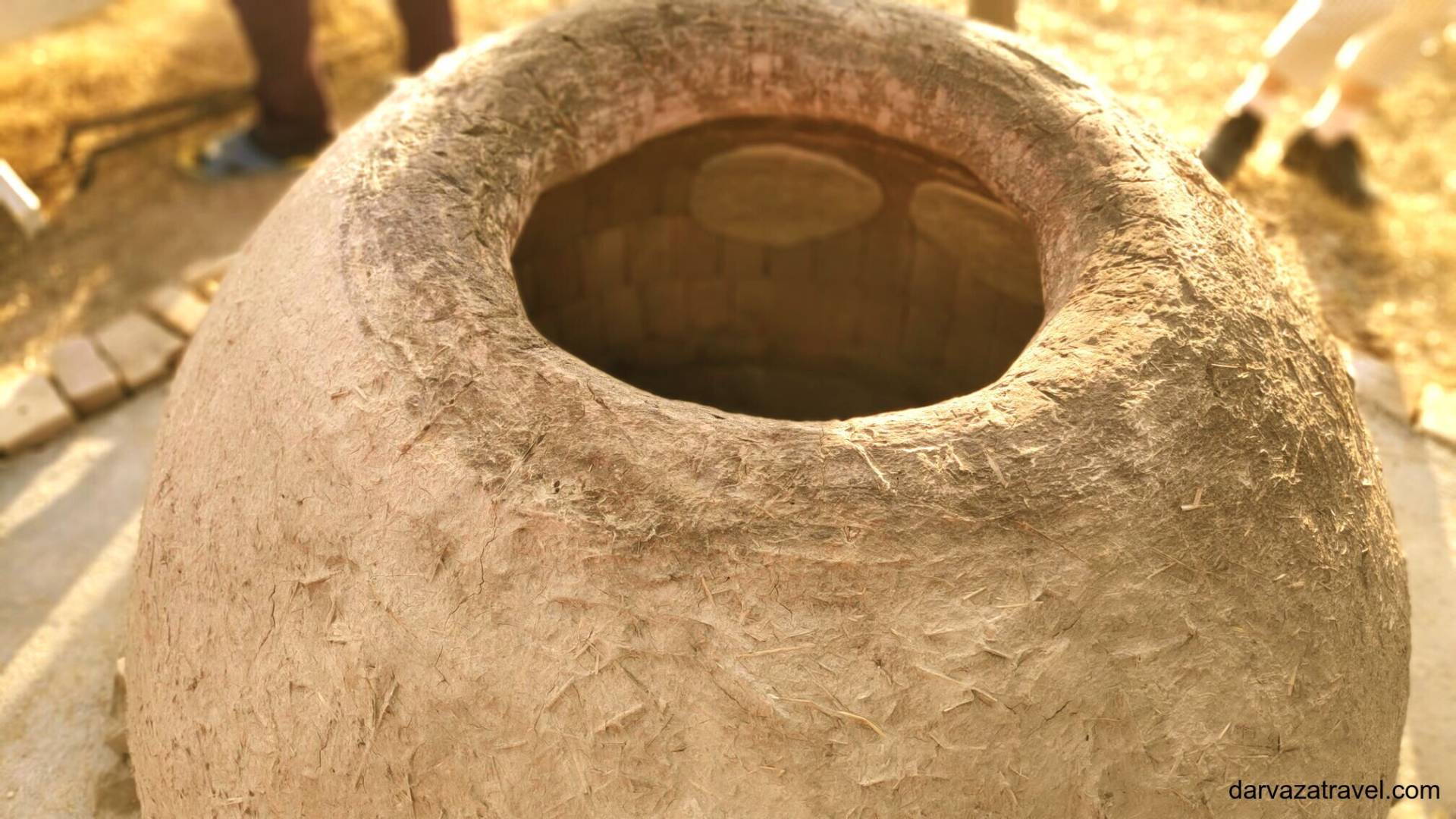 Darvaza Yurt Camp Traditional clay tandyr oven used for baking Turkmen bread at Darvaza Yurt Camp