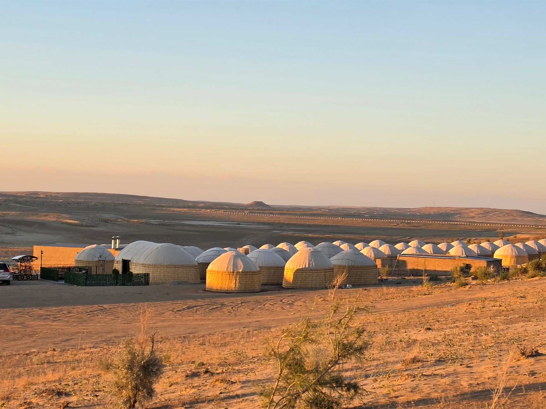 2 Day Turkmenistan Tour from Khiva to Darvaza Gas Crater Traditional yurt camp at Darvaza on a Turkmenistan Tour from Khiva