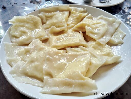 Traditional Turkmen dish Yumurta Börek – homemade dumplings filled with egg, popular in Turkmen cuisine