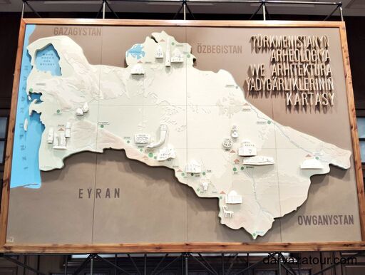 Map of Turkmenistan’s archaeological and architectural heritage at the National Museum in Ashgabat