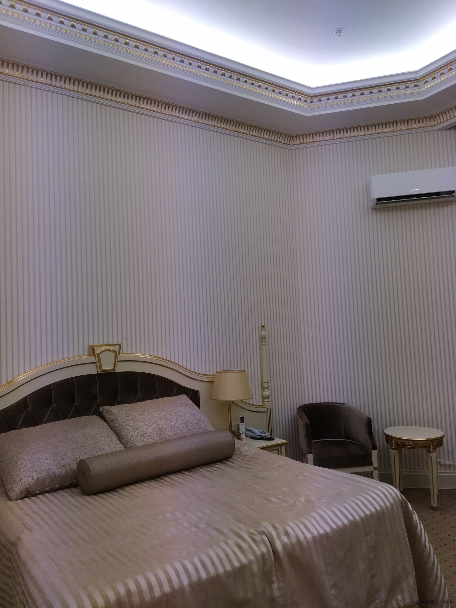 Elegant double room at Bagt Kosgi Hotel Ashgabat with cozy interior and soft lighting