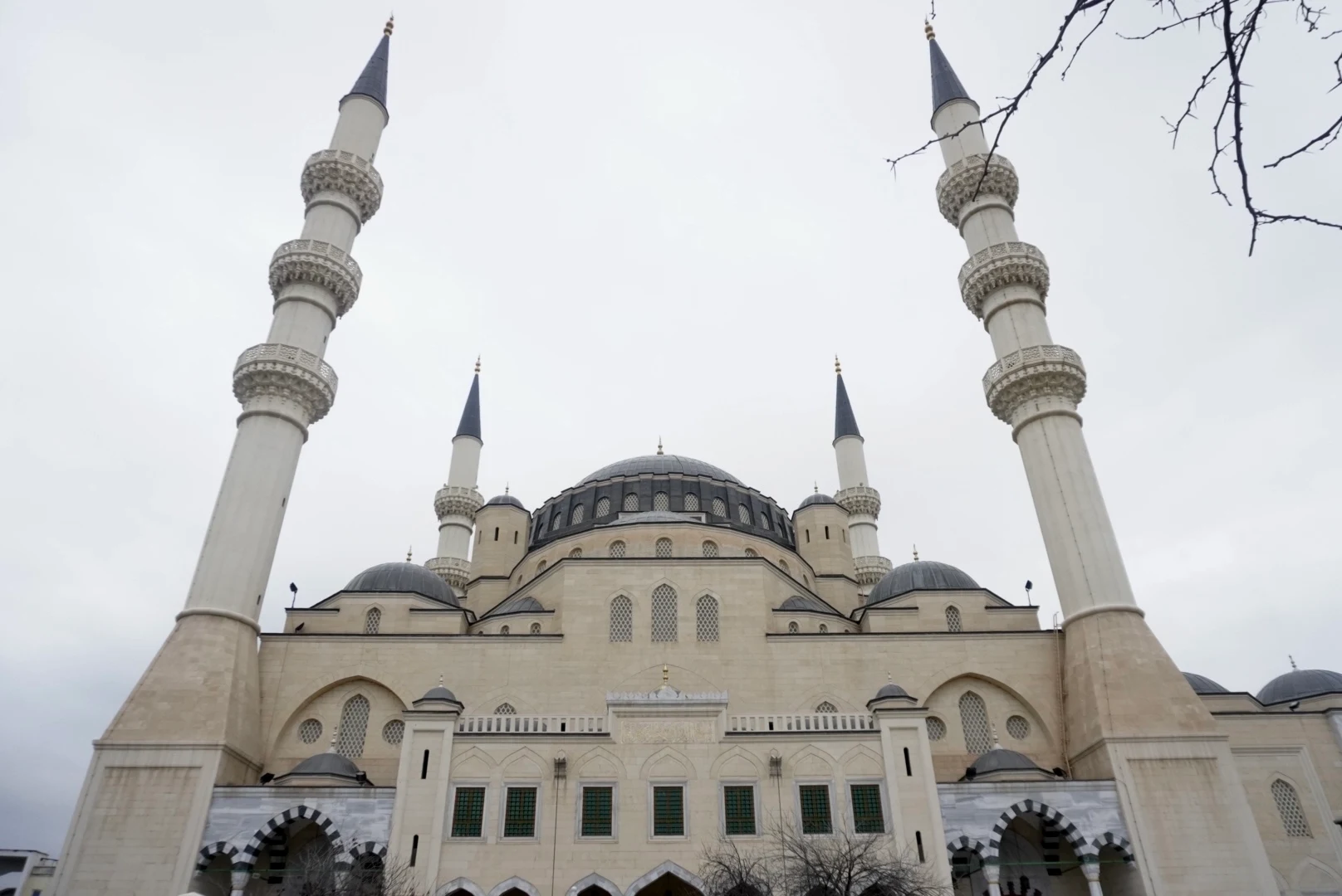 Ertugrul Gazi Mosque in Ashgabat with its large central dome and four elegant minarets