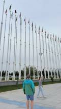 Independence Monument and International Flags in Ashgabat