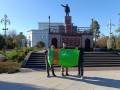 Japanese Tourists at Lenin Monument in Ashgabat