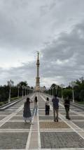 3 Day Turkmenistan Tour from Ashgabat: Darvaza & Night Train to Bukhara Walk to the Independence Monument in Ashgabat