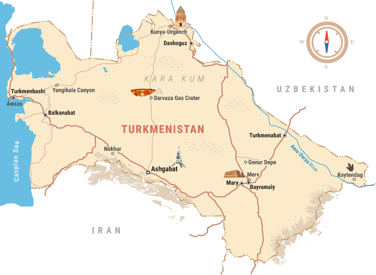 turkmenistan travel map